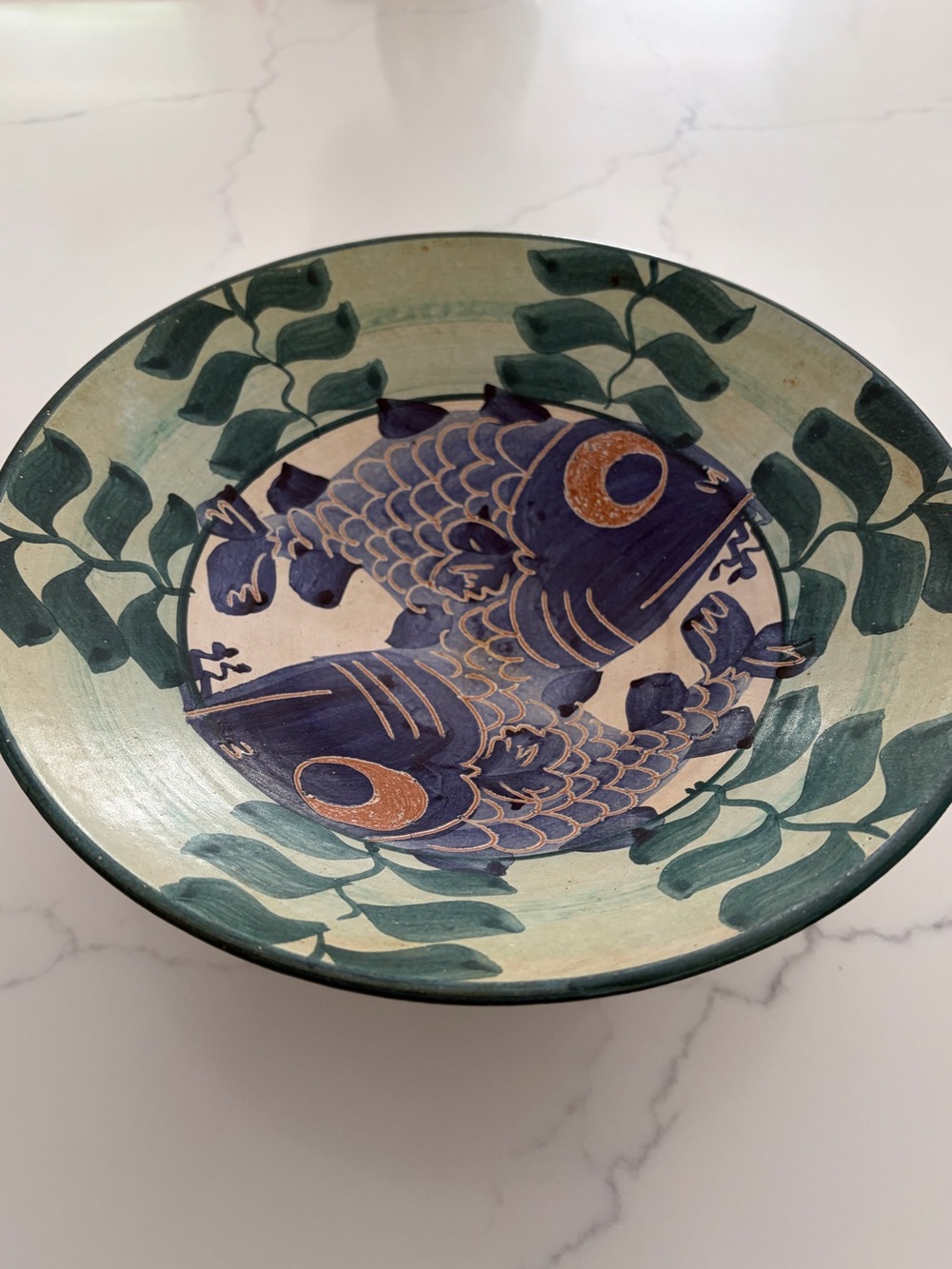 Lost Mountain Pottery Blue Fishes Serving Bowl handmade studio art pottery